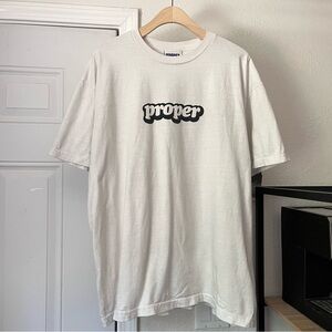 PROPER CLOTHING white logo text crew neck short sleeve tee tshirt